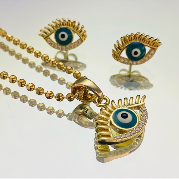 Evil Eye Necklace & Earrings - Picture 10 of 12